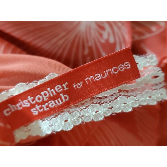 Maurices Womens Red Floral Polyester Round Neck Short Sleeve Long Maxi Dress XL - Picture 9 of 15